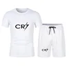 Mens Sets 2024 Summer Suit CR7 T Shirts and Shorts Fashion Football Basketball Jogging Fitness Gym Outfit Clothes Short Set Men 2