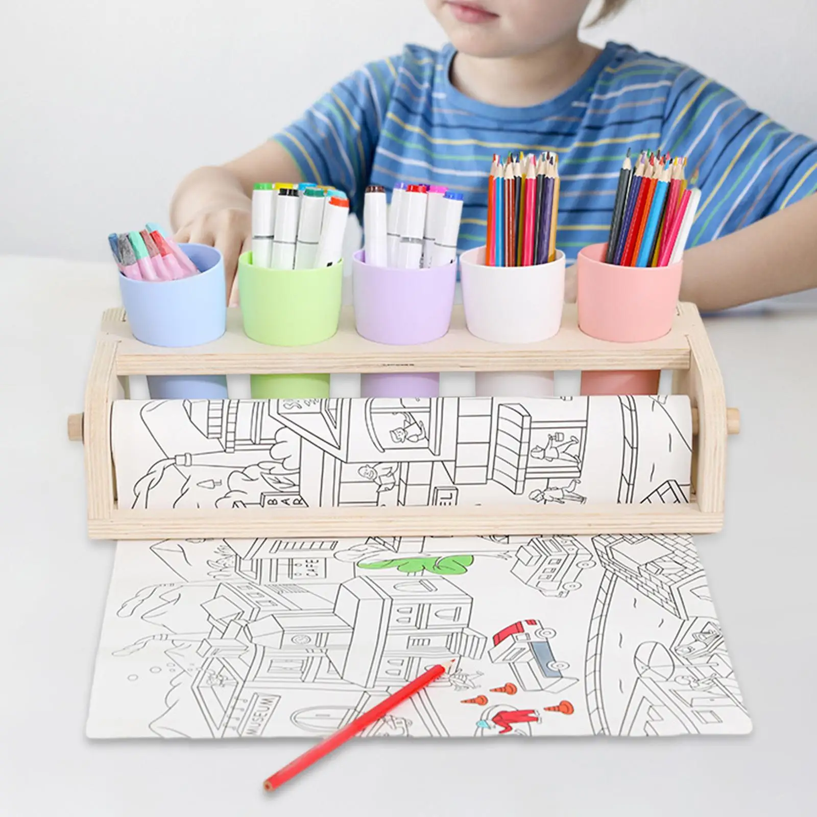 

Desktop Paper Roll Dispenser W/ 5 Hole Kids Gifts for Kids for Kids Drawing Writing Painting Bulletin Boards Party Decorations
