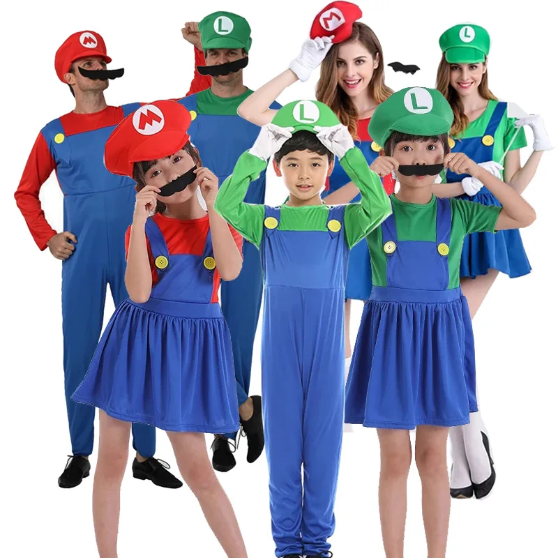 Carnevale Cosplay Super Costumes Brothers Luigi Bros idraulico Fancy Dress  Up Party Costume Cute Kids Costume adulto - AliExpress