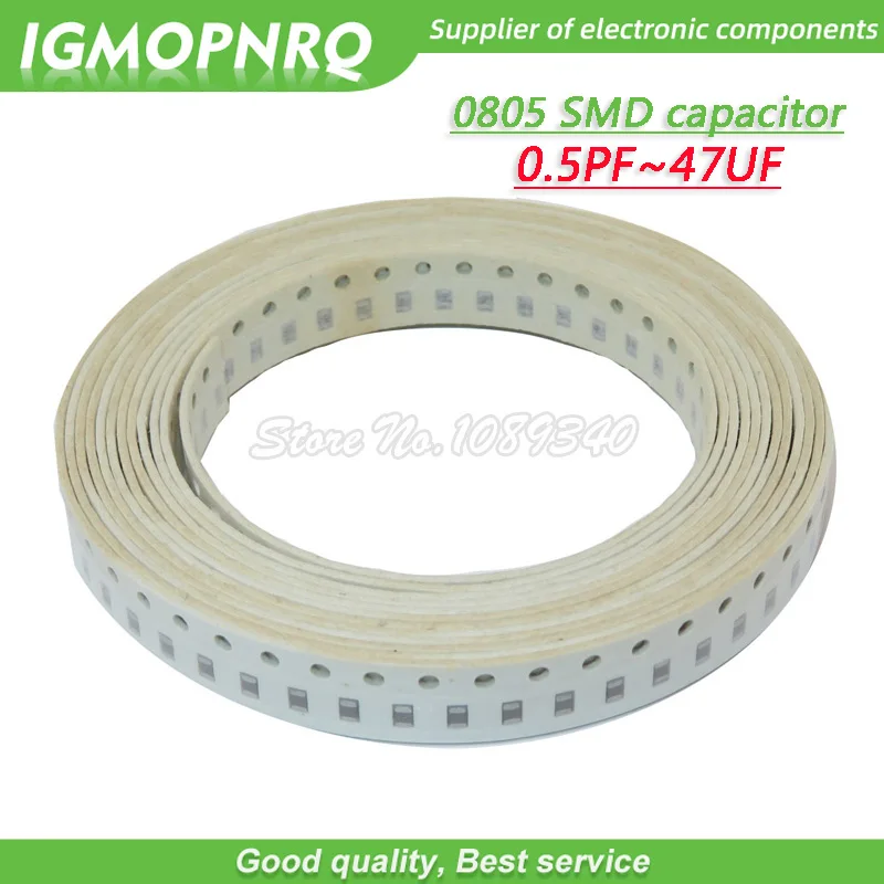 100pcs 0805 50V SMD Multilayer Ceramic Capacitor 0.5pF-47uF 10NF 100NF 1UF 2.2UF 4.7UF 10UF 1PF SMD capacitance