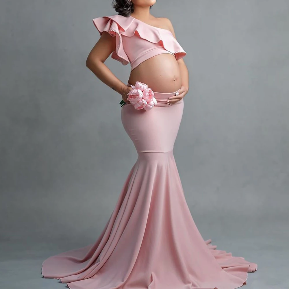 2 in 1 Maternity Photography Props Outfit Sleeveless Stretchy Baby Shower Dress Set Pregnant Woman Photo Shoot Clothes