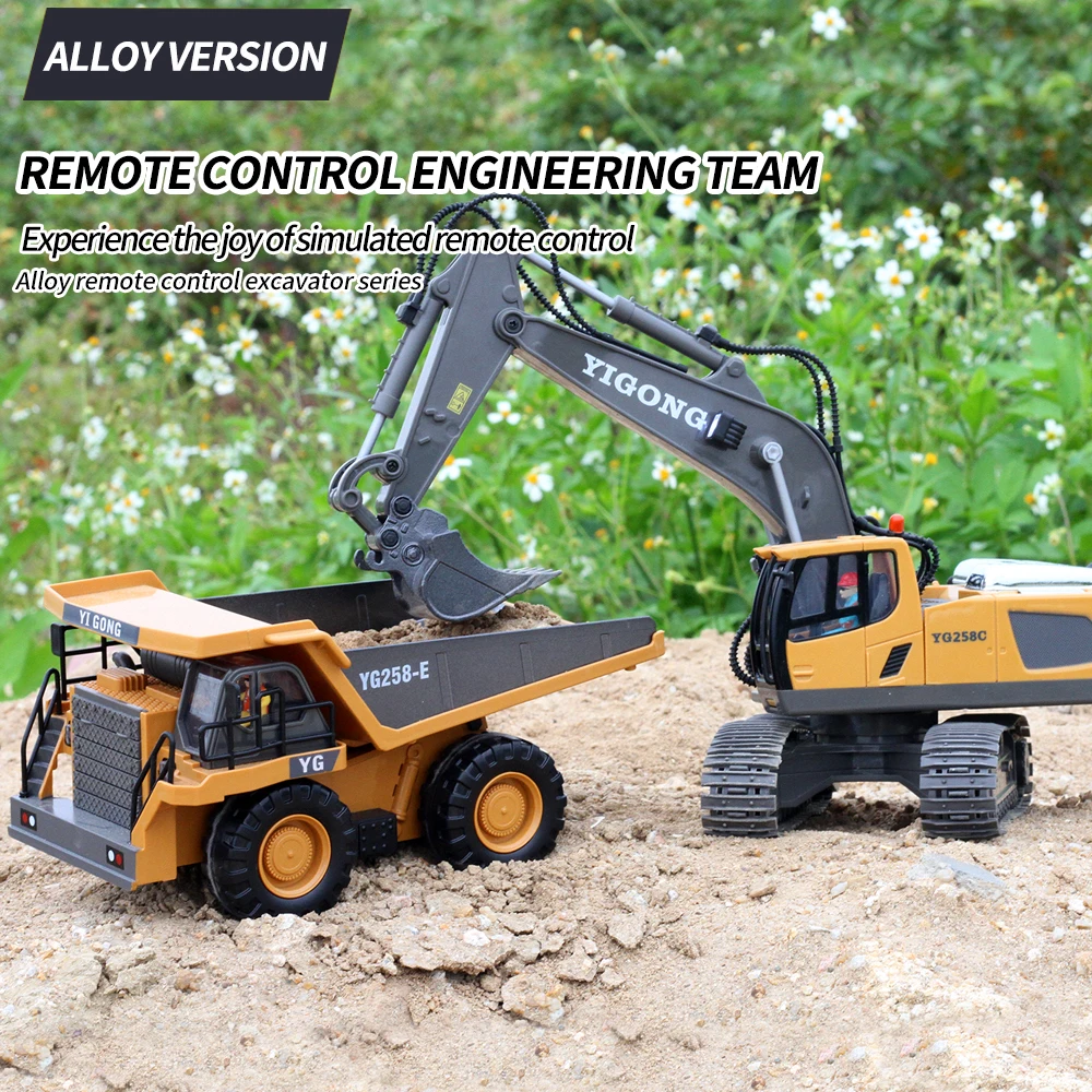 Camion télécommandé - Excavatrice Vert 1/24