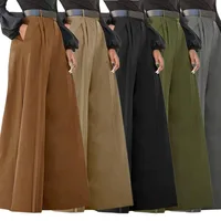 Autume Spring Flared Palazzo Pants For Women Cropped Cotton Linen Comfy Baggy Pants With Pockets Elegant High Waist Trousers - Image 4