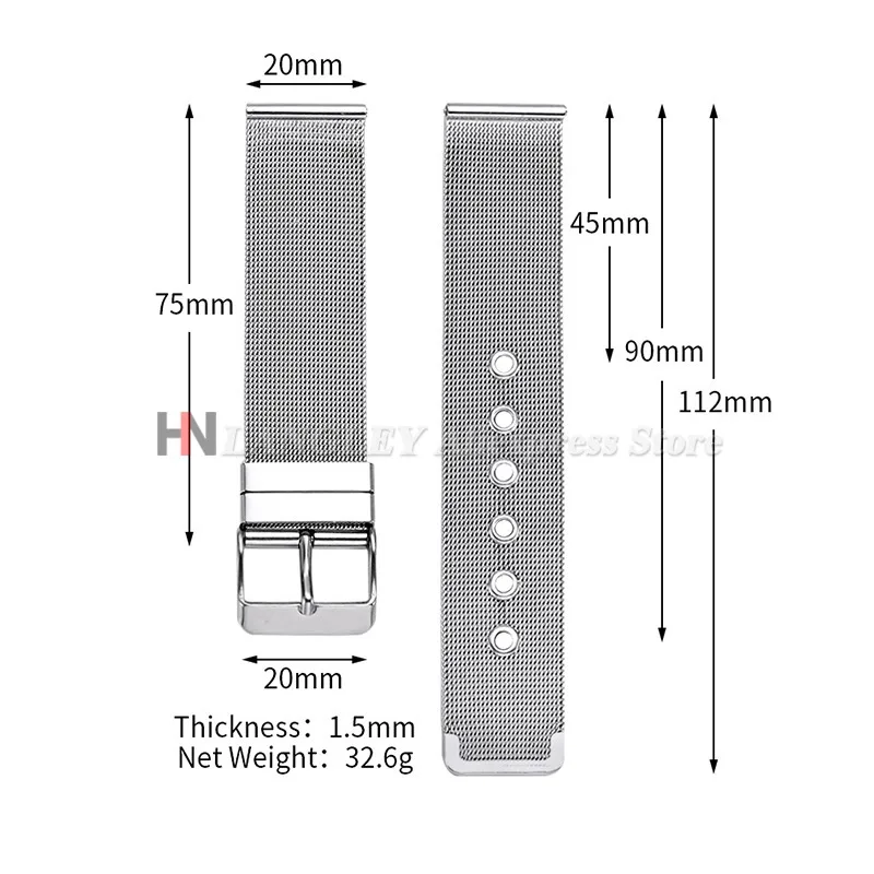 Elegant Milanese Mesh Stainless Steel Watch Band with Quick Release, 1.5mm Thickness