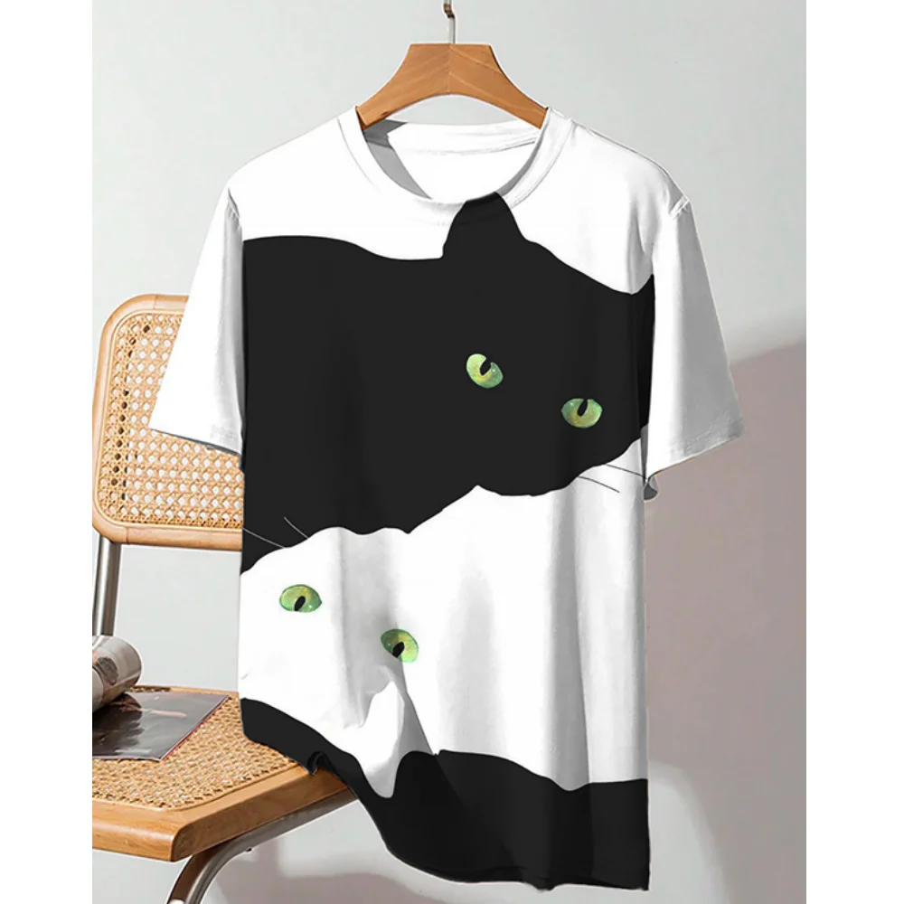 thumbnail image 1 of Camiseta de hombre con diseño de gato de anime, camiseta de manga corta con estampado 3D de dibujos animados, ropa de hombre, camiseta para hombre, camisetas casuales de uso diario vintage, 1 of 5