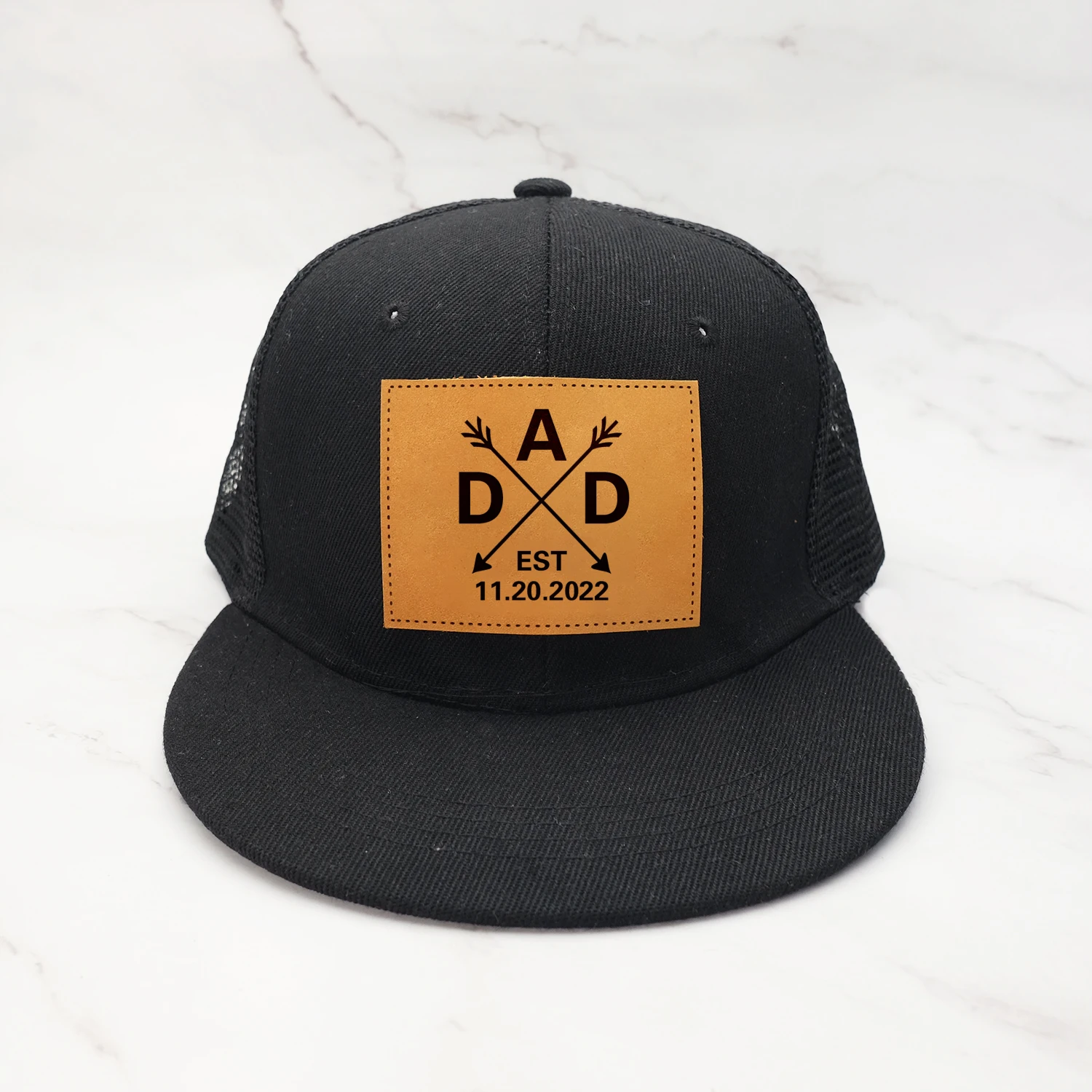 

Personalized Leather Patch Hat Mesh Baseball Hats Custom Name Hat Sport Caps Gift For Dad Mesh Trucker Hat Leather Patch Hat