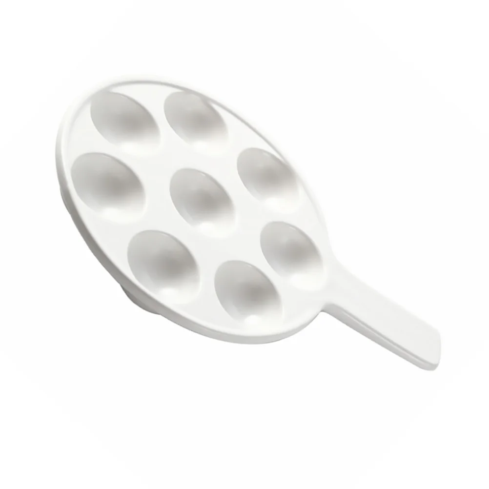 

Porcelain Round Snail Pan Stainless Steel Roasting Escargot Plate 6 Holes Ceramics Kitchen Supply
