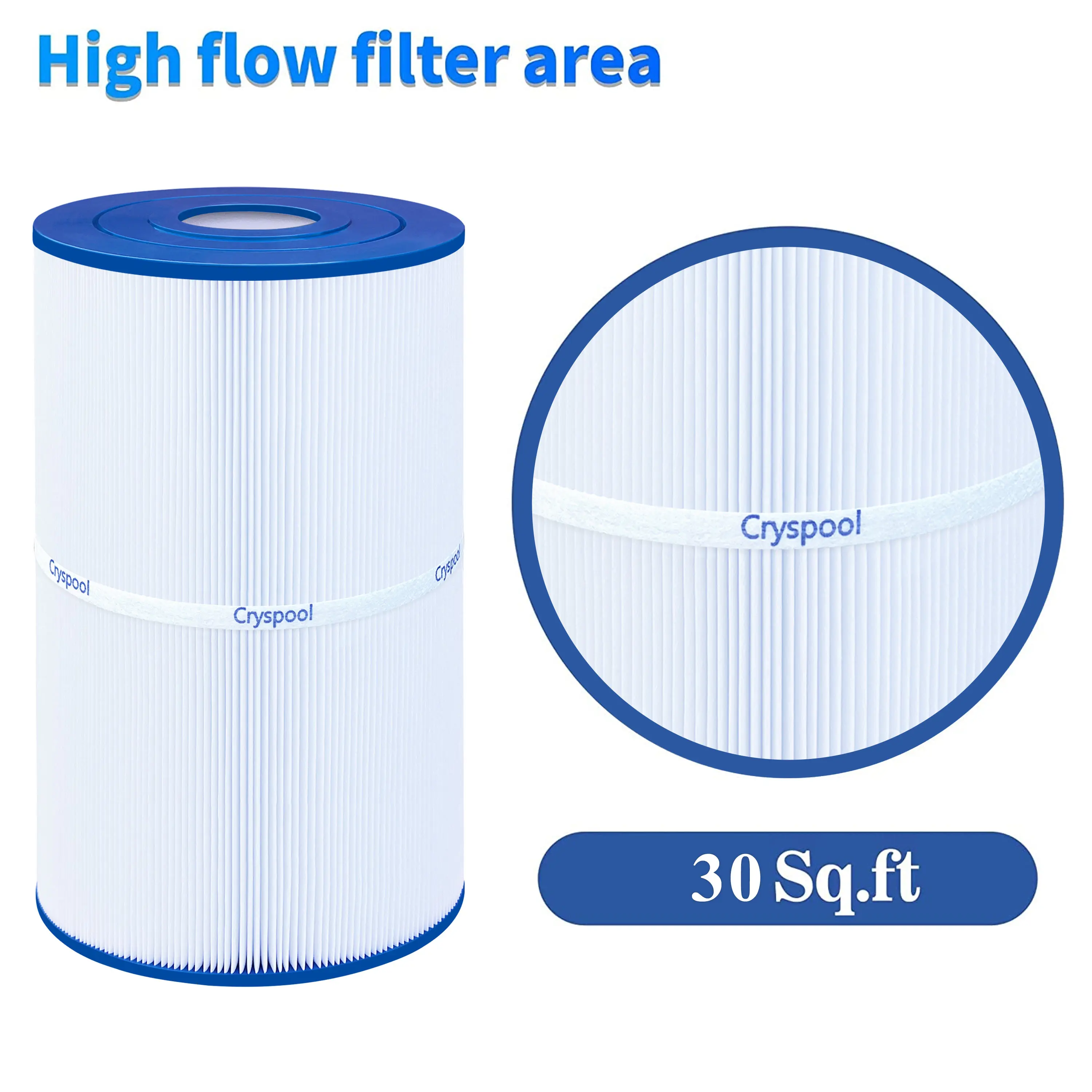 Cryspool Spa Filter Compatible with PWK30, C-6430, Watkins 31489, FC-3915, P/N0969601, 71825, 73178, 73250, 30 sq.ft. 3 Pack 5