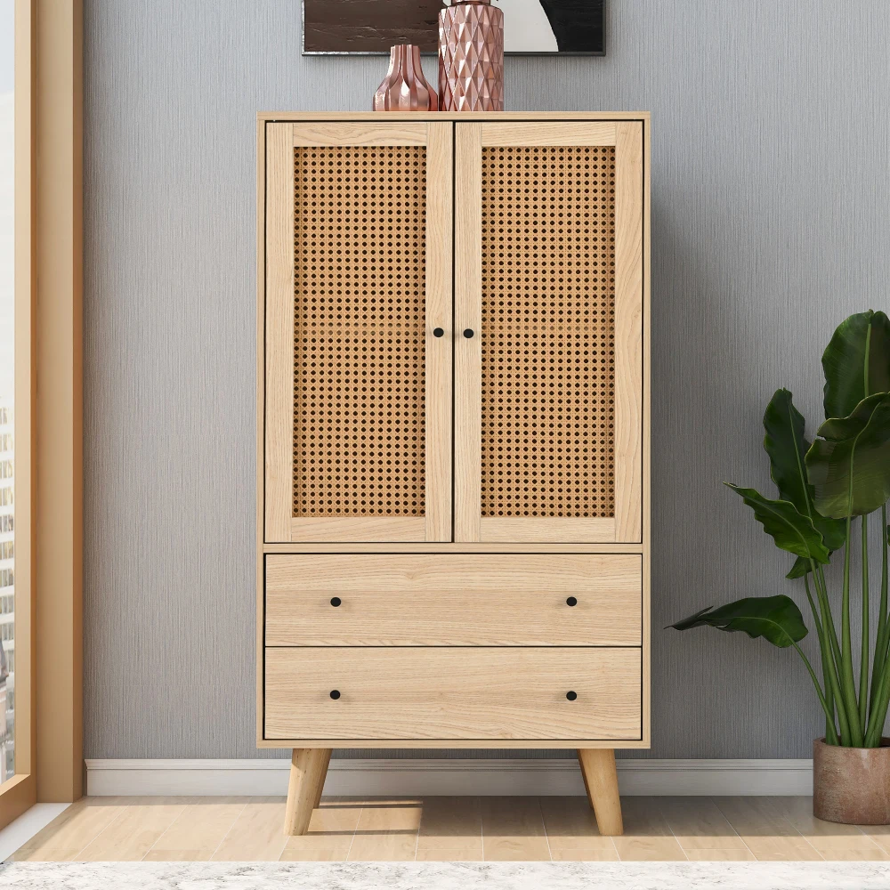 60 cm großes multifunktionales Aufbewahrungs-Sideboard mit Türen und Schubladen, Schrank mit großem Fassungsvermögen für Wohn-/Esszimmer, platzsparend – Detail 4