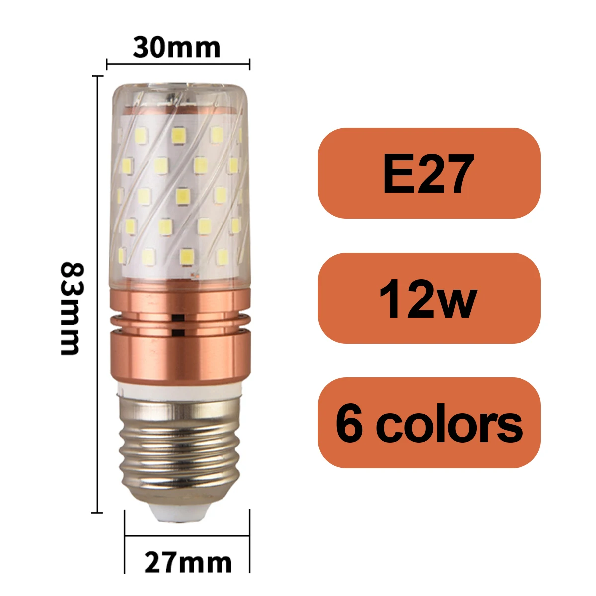 전구 E27 LED 다채로운 옥수수 전구 12W 핑크 레드 블루 그린 퍼플 골든 6 색 램프 AC 220V 전구 샹들리에 장식