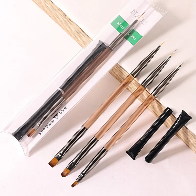 Acrylic Double Head Drawing Nail Brush Liner Brush Painting Pen Gel Brush Crystal Nail Art Brush Manicure 3