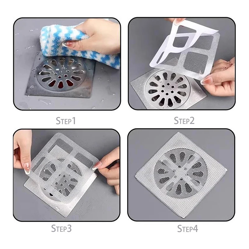 10/50PCS Anti Blocking Filter Screen Hair Catcher Drain Strainer Kitchen Bathroom Disposable Floor Drain Sticker Dust Preventio 3