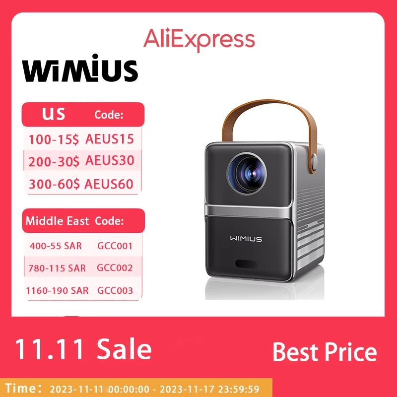 Wimius-ポータブルプロジェクターp61,8000ルーメン,5g,wifi,bluetooth,フルHDサポート,1080p,ホームシネマ用
