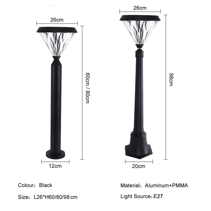 새로운 야외 LED 잔디 램프 다이아몬드 정원 조명 야외 IP65 방수 잔디밭 조경 램프 경로 파티오 마당 조명