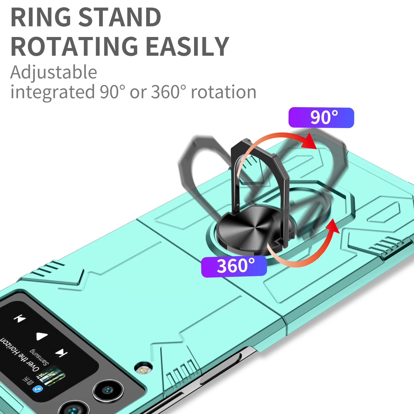 Mech Shell Rotating Ring Magnetic Phone Case with Anti-Drop Protection