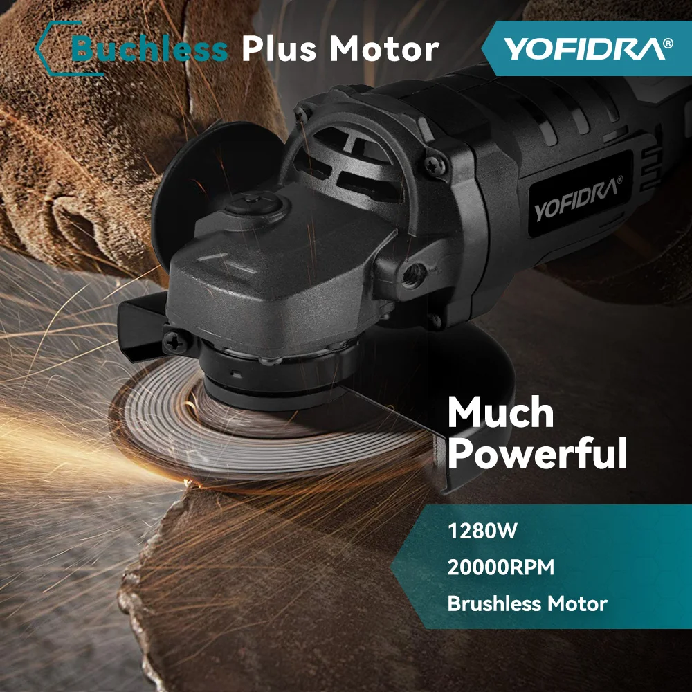 YOFIDRA 125MM Brushless Electric Angle Grinder Cordless Trimmer Machine Polishing Cutting Home Power Tool For Makita 18V Battery 3