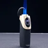 JOBON-luxury Rechargeable Gas Hybrid Lighter, Personalized Creative Three Straight Blue Flame, Touch Cigar Lighter 2