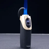 JOBON-luxury Rechargeable Gas Hybrid Lighter, Personalized Creative Three Straight Blue Flame, Touch Cigar Lighter 2