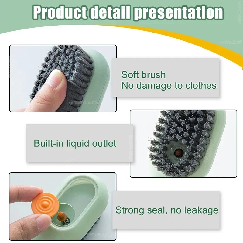 1pcs Shoes Brush Automatic Liquid Discharge Multifunction Press Out Shoes Cleaner Soft Bristles Clothes Brushes Cleaning Tool 4