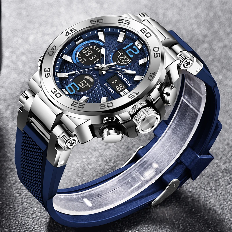 FOXBOX Fashion Diver Watch Men Top Brand Luxury Sport Waterproof Quartz Men's Watches Military Chronograph Relógio Masculino+BOX