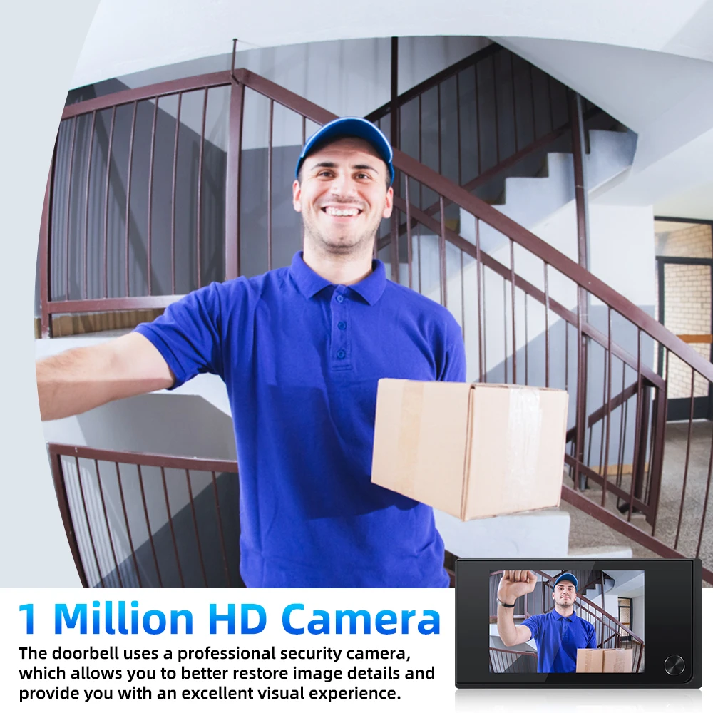 Videoportero de 120 Grados con Visor de 3.5 Pulgadas, Cámara de Seguridad Digital para el Hogar, Ojo de Gato, Monitor Ex
