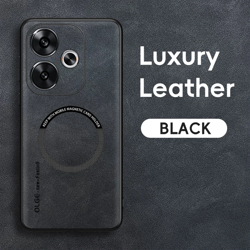 Luxury Leather Magnetic Phone Case with MagSafe Wireless Charging Compatibility