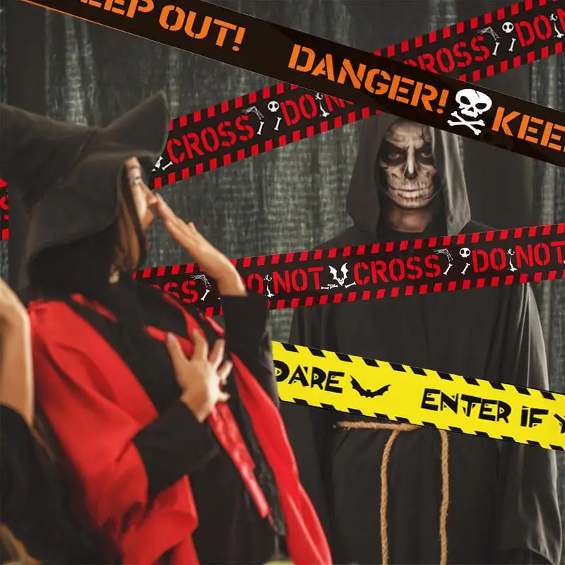 Halloween Fright Tape Caution Tape Safety Signs Halloween Danger Crime Scene Warning Decorations caution warning tape