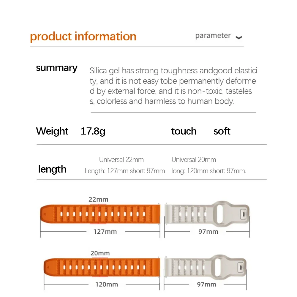 Versatile Silicone Sport Band - 20mm/22mm Wristband Strap