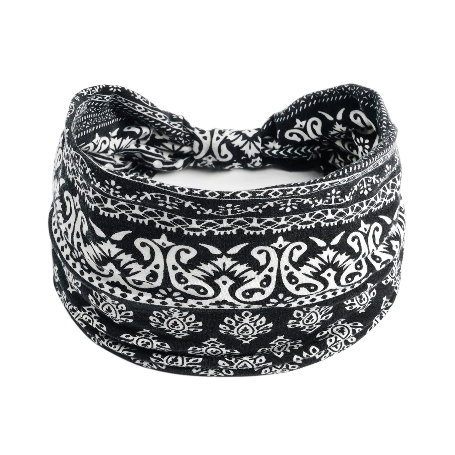 Neues böhmisches breites Stirnband für Damen, geknotet, Yoga-Hijab, gestreiftes Stirnband, elastisches Hijab-Stirnband, Haarschmuck – Detail 7