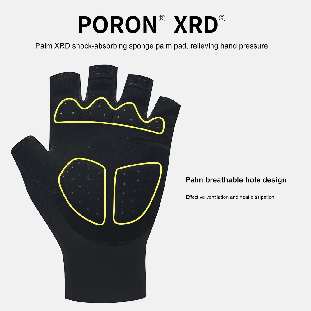 Cycling Gloves Half Finger Men Women Breathable Anti Slip Gloves with PORON XRD Anti Shock Pad