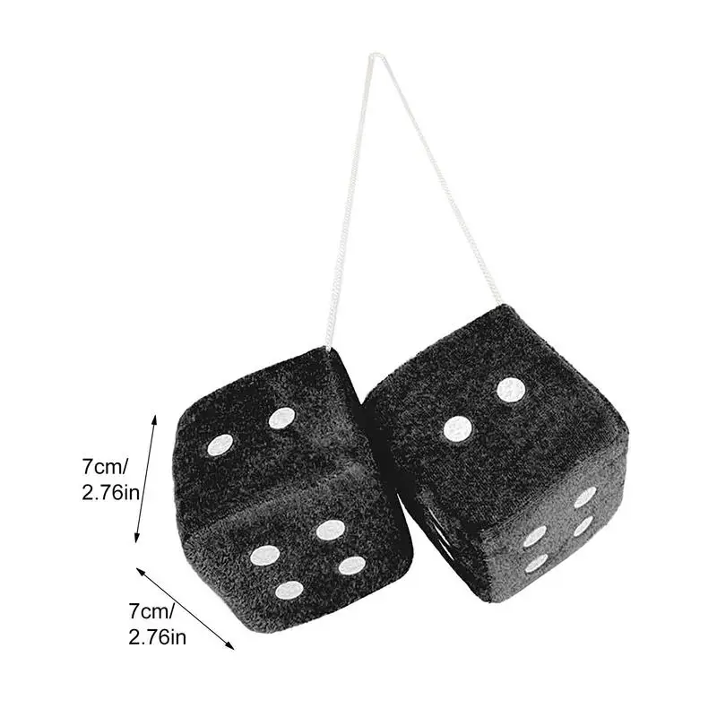 2 X Black Car Soft Spotty Furry Fluffy Hanging Mirror Dice Set