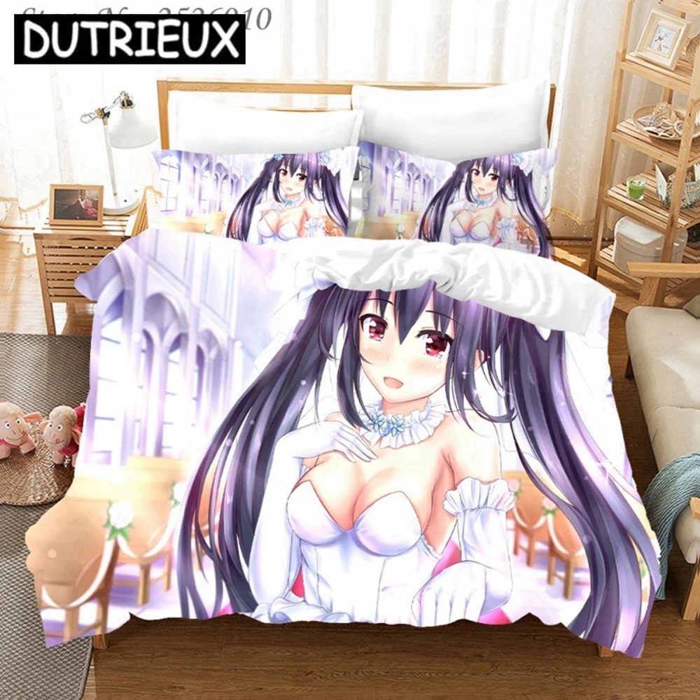 

Japan Anime Date A Live 3D Bedding Set Children Character Printed Duvet Cover Set Bed Linens Twin Full Queen King 04
