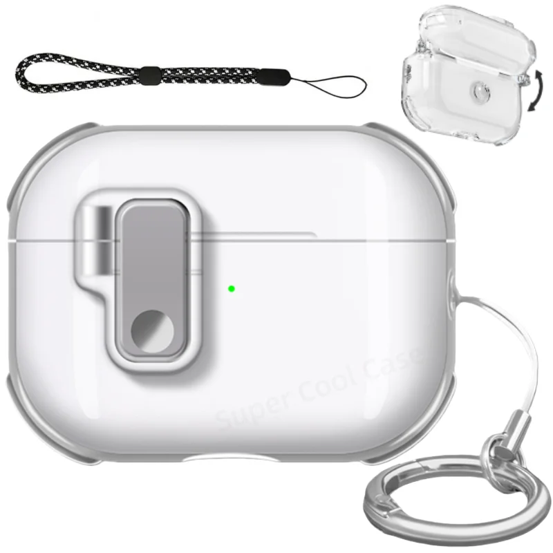 Transparent TPU Earphone Case with Secure Lock and Lanyard