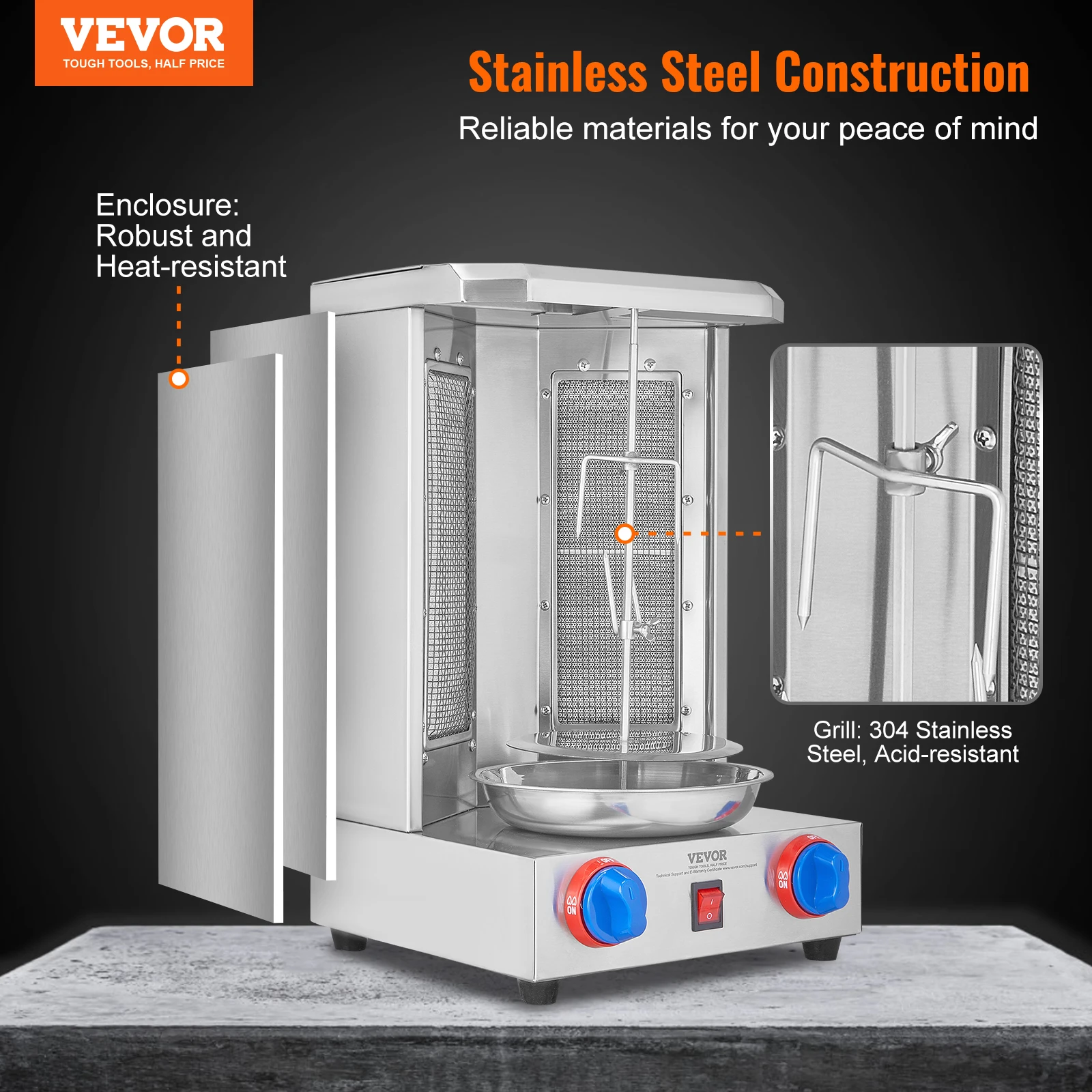 VEVOR Shawarma Grill Machine13 lbs Chicken Shawarma Cooker Gas Vertical Broiler Gyro Rotisserie Oven Doner Kebab for Home 2