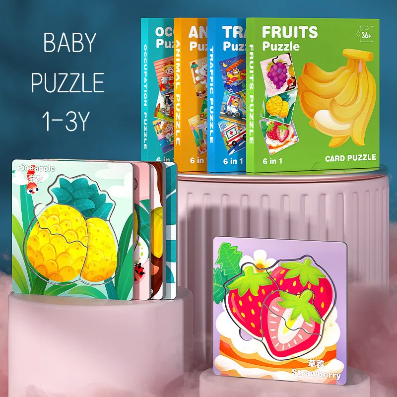 

6 Pcs/Set Cartoon Baby 3D Puzzles Animal Fruit Jigsaw Learning Toys Kids Enlighten Cognition Puzzles Children Education Toy