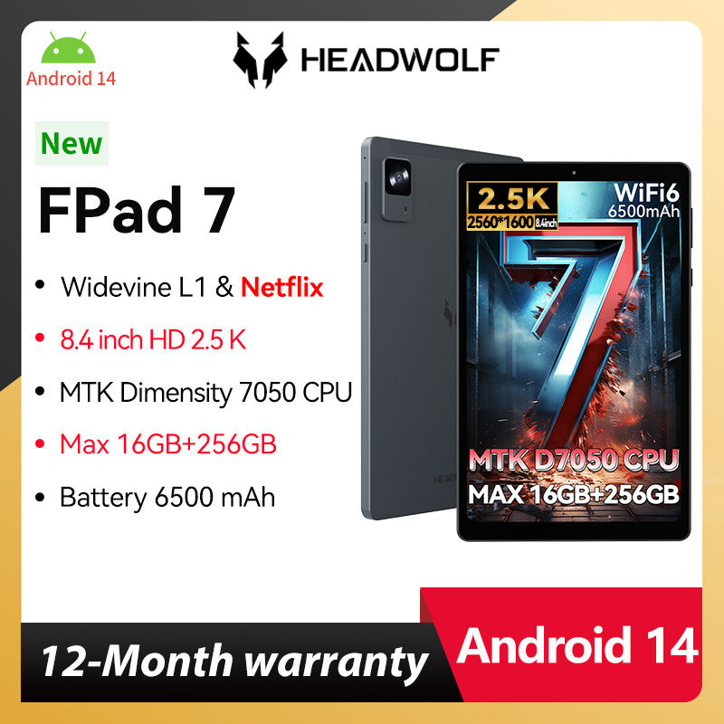 Headwolf FPad7 8 inch Tablet MTK Dimensity 7050 CPU 2560x1600 IPS Android 14 Tablet/16GBRAM 256GB ROM/6500mAh/ 4G LTE Tablets