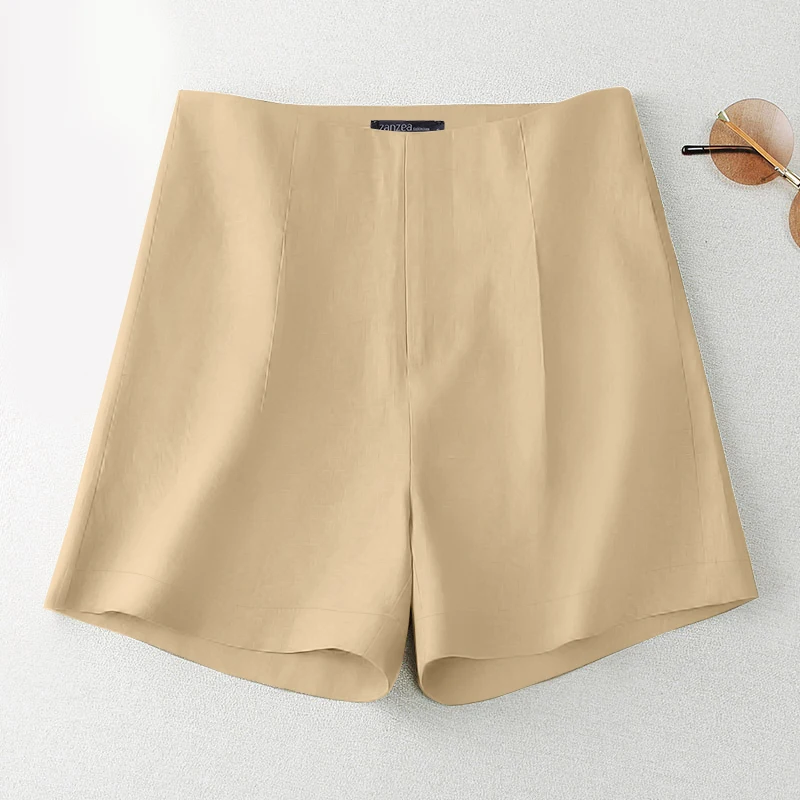 ZANZEA 2025 Summer High Waist Short Pants Leisure Everyday Wear Loose Casual Shorts Solid Wide-Leg Women's Mid-Thigh Trousers