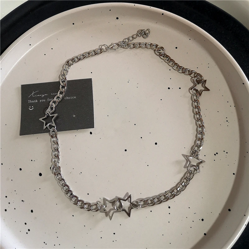 Collana con stella di cristallo estetica moda coreana, girocollo