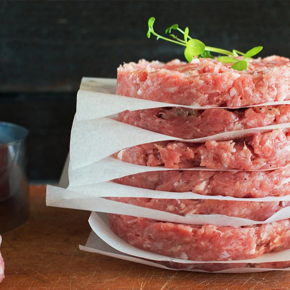 Disposable hamburger pads, 100pcs/pack Round Square Hamburger Food Pad Paper Disposable Hamburger Patty Separation Pad Non-stick Oil Paper Baking