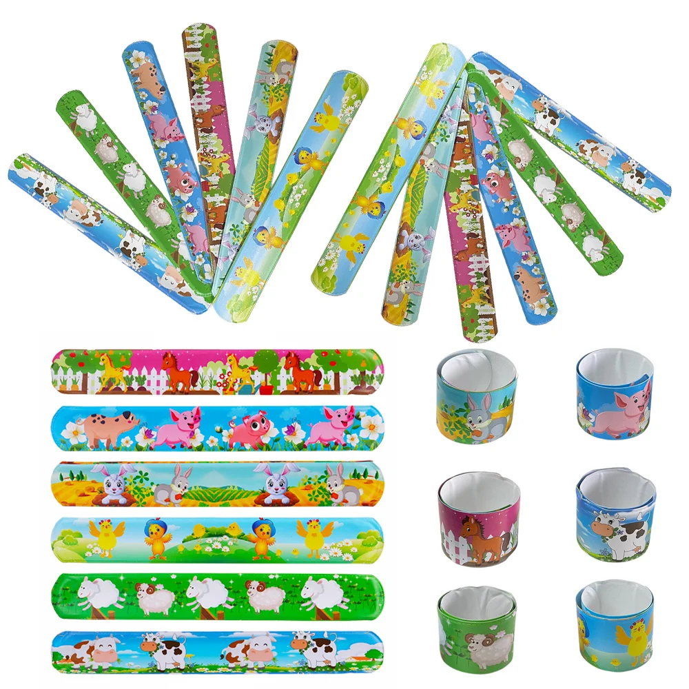 

18pcs Farm Animal Theme Party Favors Friendship Snap Bracelet Toys for Kids Easter Farm Birthday Decorations Supplies