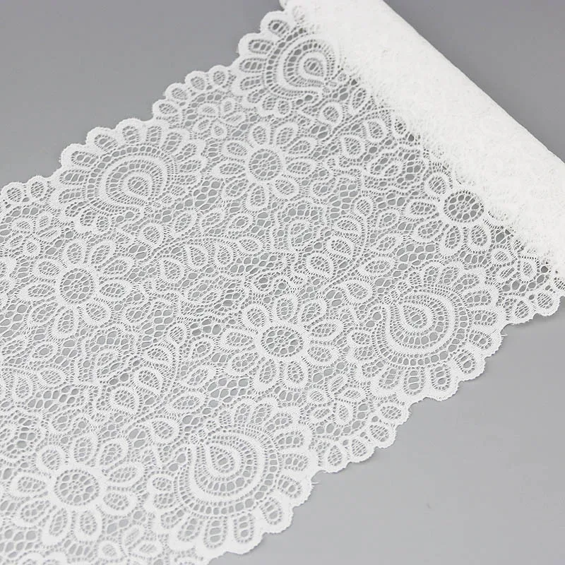 QZH (3 meter 17cm witte elastische kant stof Franse holle ondergoed stretch kant trim DIY (wit, 17cm breedte