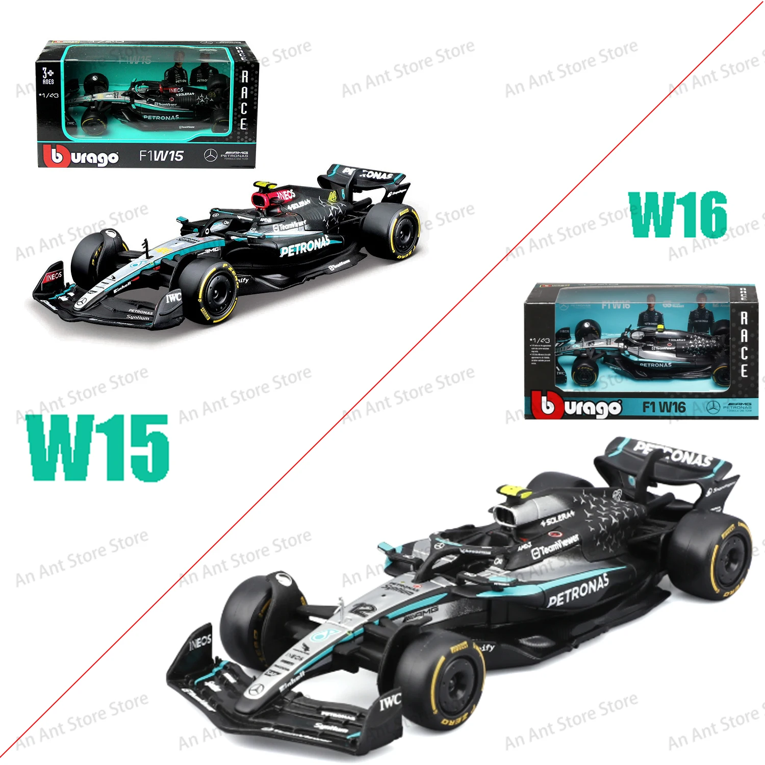 ミニカー Mercedes AMG F1 W16 E Performance 1/43 2025 W16 #12 63 Bburago 1:43 Mercedes AMG 2024 W15 F1 Formula Car