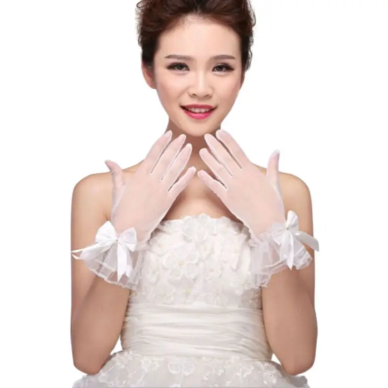 

Women Short Lace Gloves Elegant Summer Princess Formal Bowknot Mittens for Wedding Dinner Party Pageant Costume Favors