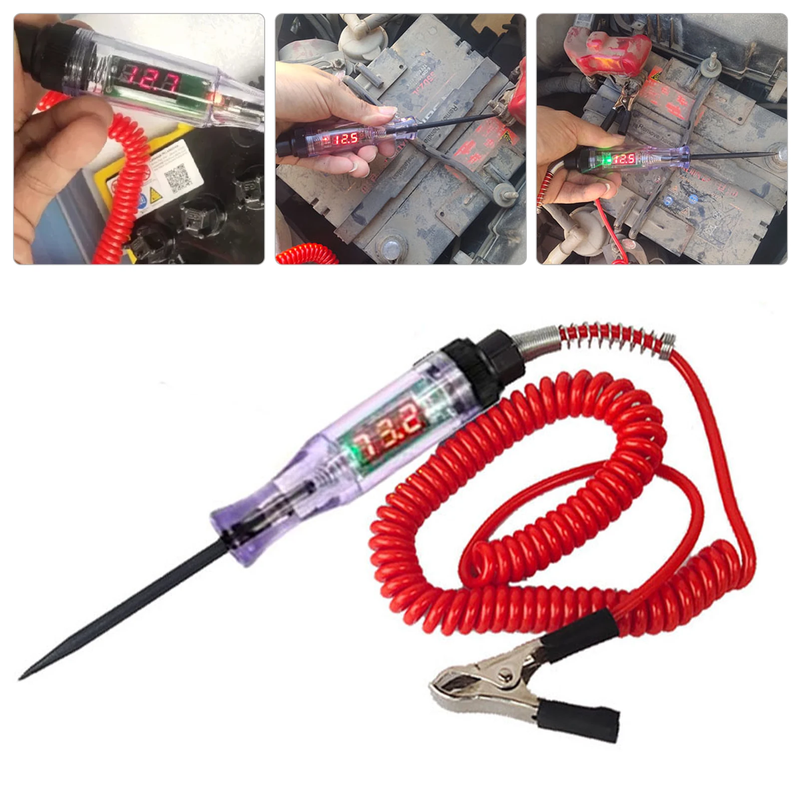 6V 12V 24V 70V DC Car Truck Voltage Circuit Tester Digital Display Long Probe Pen Car Diagnostic Tool High Quality Repair