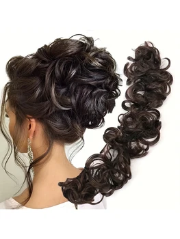 Chignon disordinato Pezzo di capelli Chignon Scrunchies Sintetico Ondulato Riccio Chignon Coda di cavallo Estensioni dei capelli Parrucchino Updo spesso