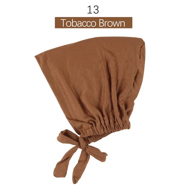 Muslim Women Elastic Tie Back Inner Hijab Caps Cotton Jersey Stretch Underscarf Modal Bonnet Headwrap Turbante Mujer 13