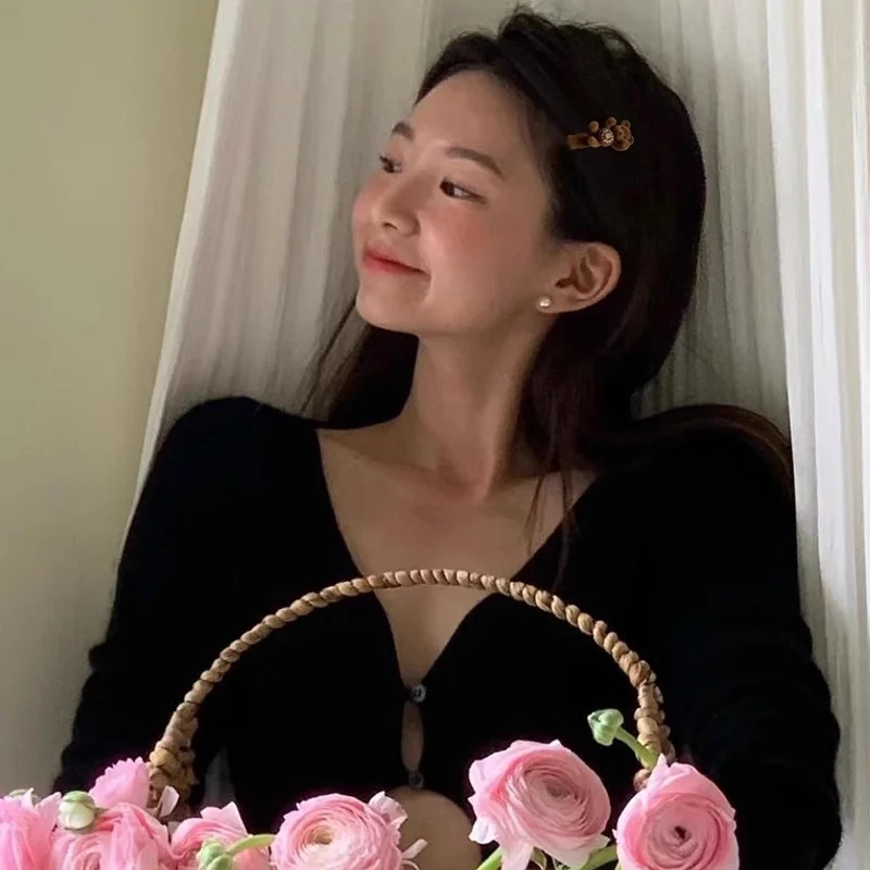 Cute Fashion Girl Plush Teddy Bear Hair Clip Duckbill Clip for Women's Side Forehead Bangs Exquisite Beautiful Accessories