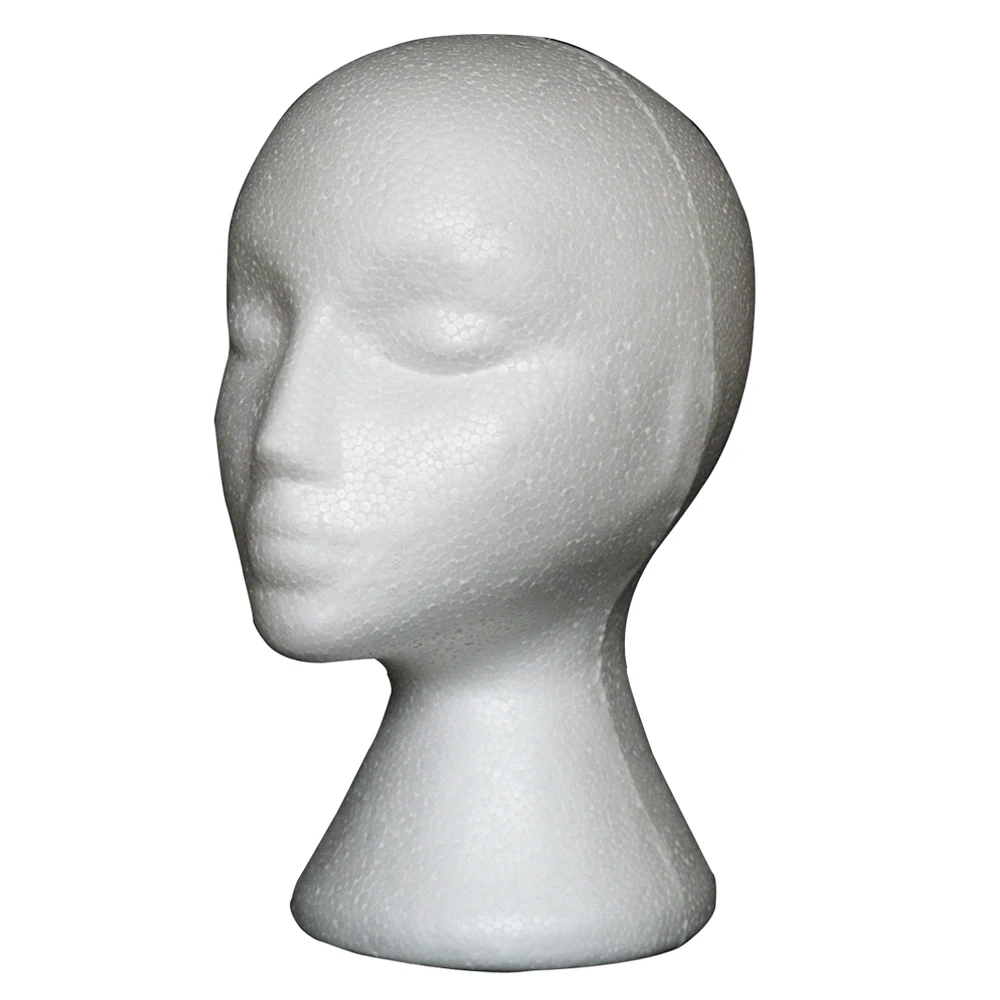 Tête en mousse blanche pour affichage de perruque, modèle de Mannequin féminin, support de tête, chapeau, casquette, porte-perruque en polystyrène