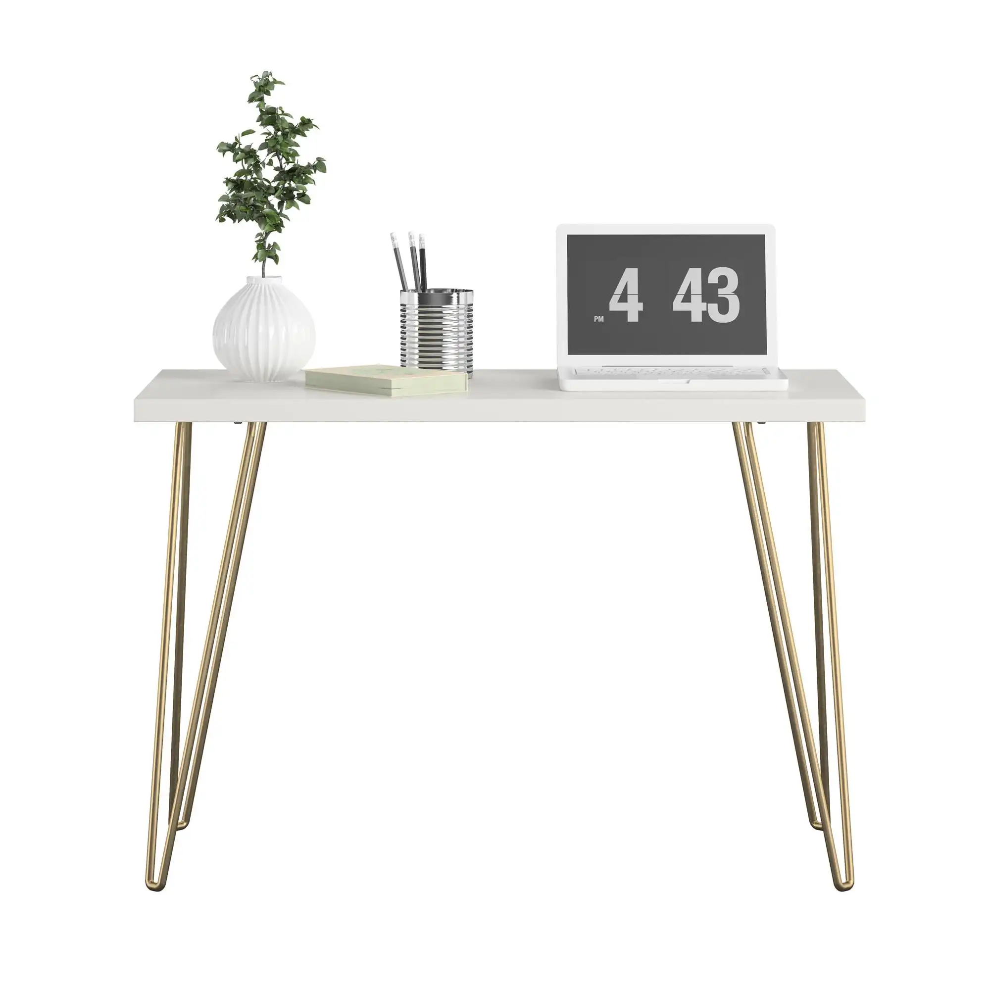 

Ретро компьютерный стол Ameriwood Home Tamarack, белые/Золотые ножки