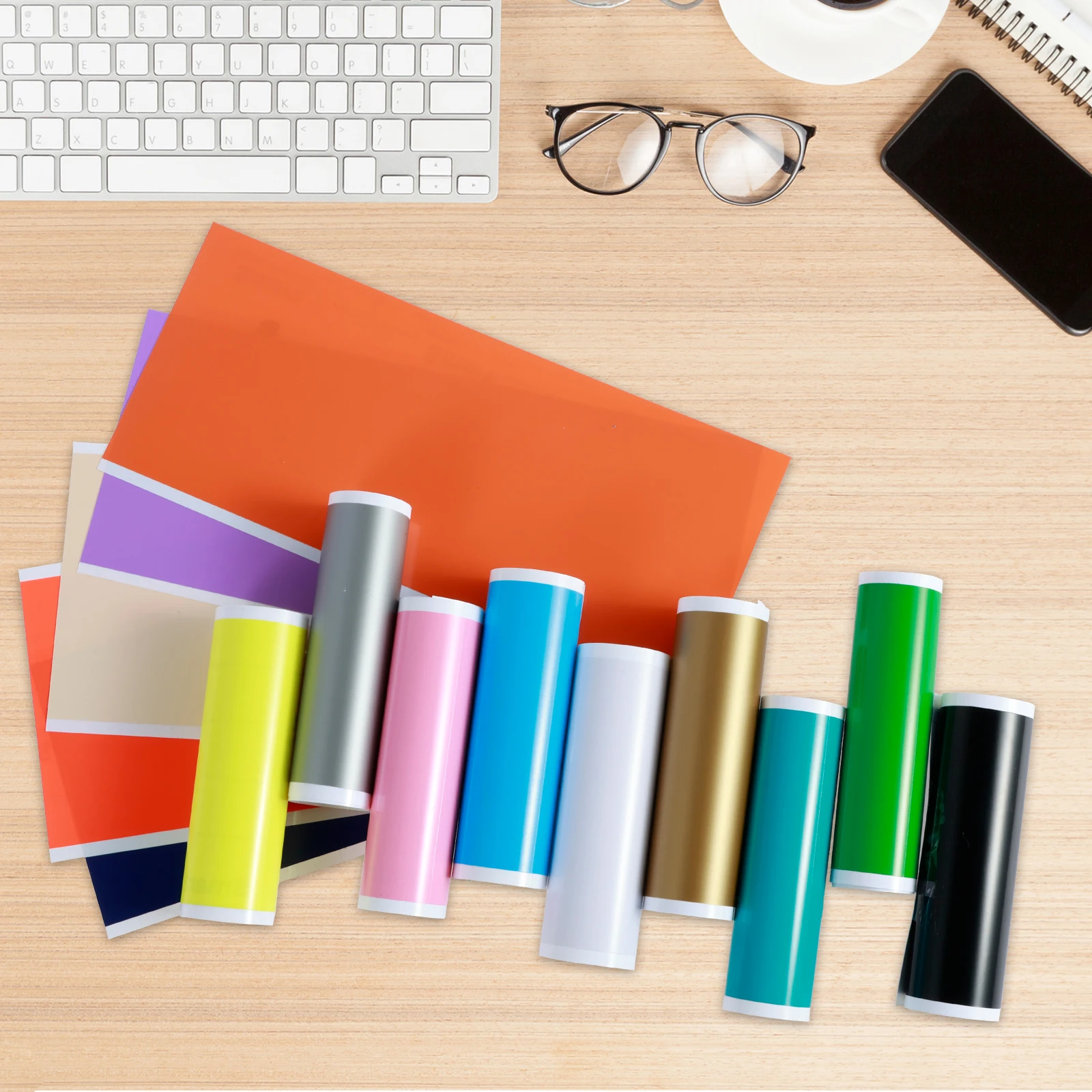 18Pcs Smart Adhesive Vinyl Sheets with Transfer Film PVC Colorful Vinyl Sheets No Residual Smart Adhesive Craft Compatible